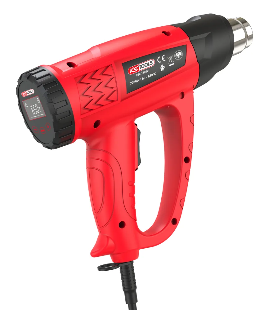 Digitálna teplovzdušná pištoľ s výkonom 2000 W a 4 tryskami KS Tools 960.1180F