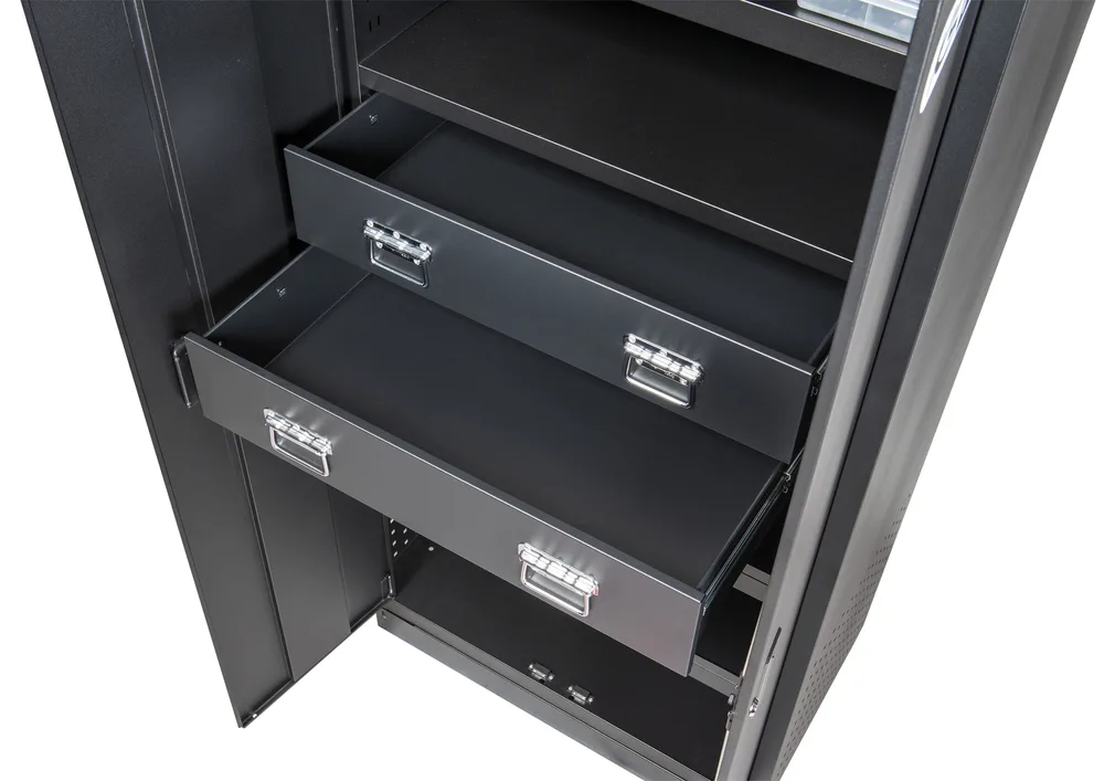Dvojitá skriňa so zásuvkami a perforovanou spodnou časťou, š. 903 x h. 518 x v. 1950 mm KS Tools 810.8057