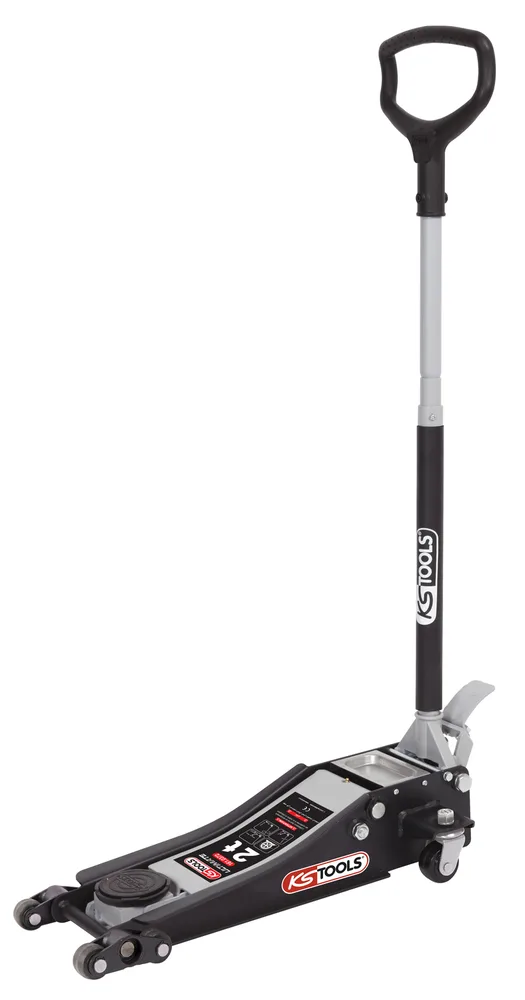 Extra nízky hydraulický zdvihák ULTIMATE z ocele s nosnosťou 2 t a dvojitými prednými kolesami KS Tools 161.0372