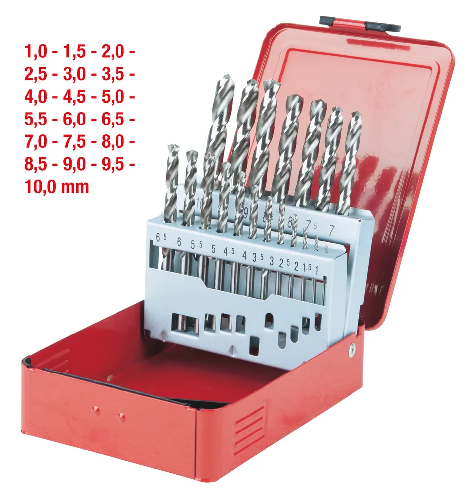 HSS-G súprava špirálových vrtákov, kazeta z oceľového plechu, 19-dielna, 1-10mm KS Tools 330.2610