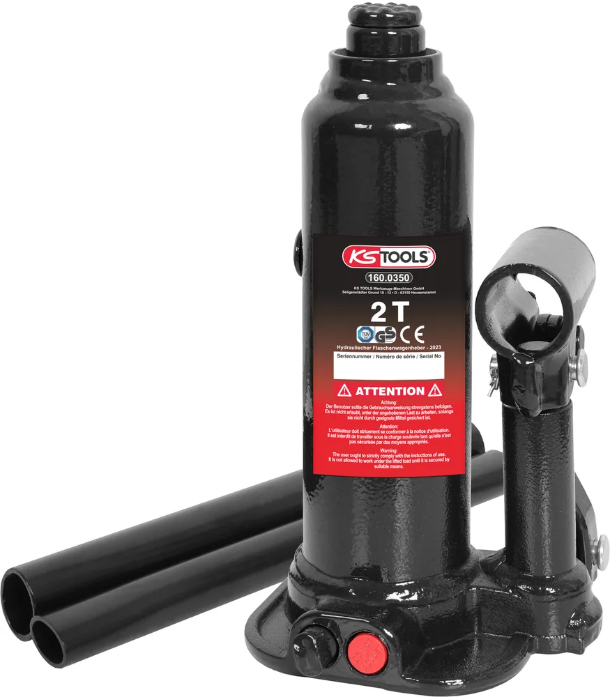 Hydraulický fľaškový zdvihák, nosnosť 2 tony KS Tools 160.0350