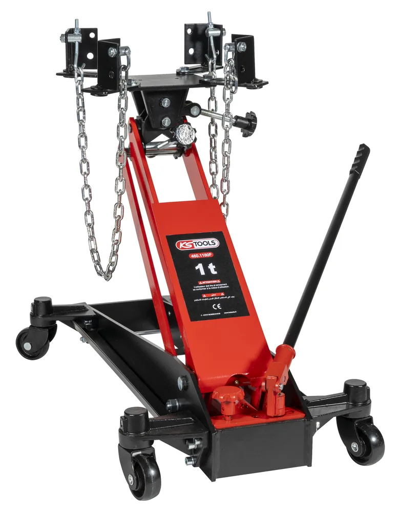 Hydraulický jamový zdvihák na prevodovky s nastaviteľnou podperou, nosnosť 1 t KS Tools 460.1180F
