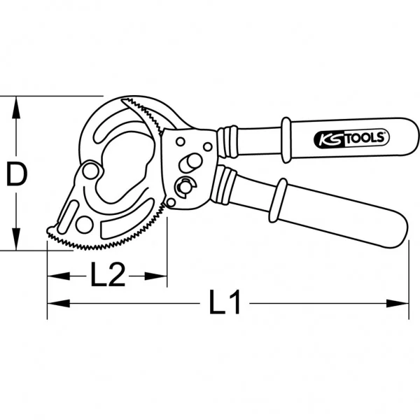 Káblové nožnice s račňou s ochrannou izoláciou, 530 mm KS Tools 117.1249