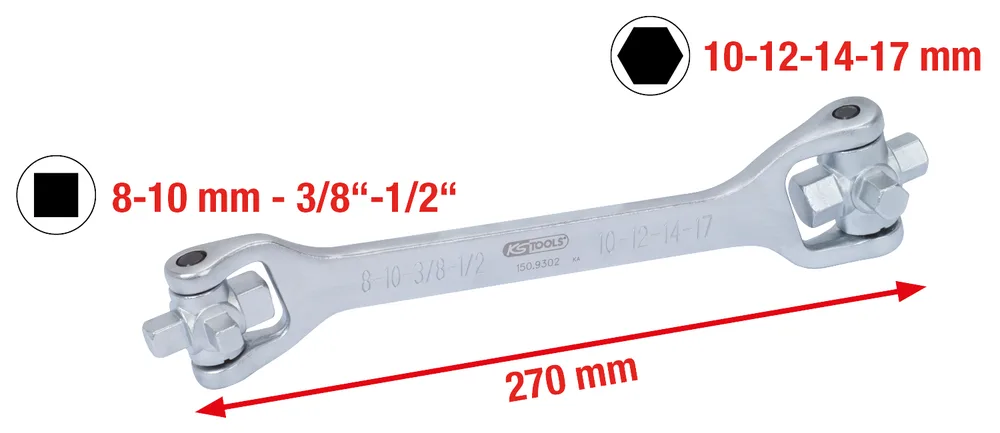 Kľúč na výmenu oleja 8v1, 270 mm KS Tools 150.9302