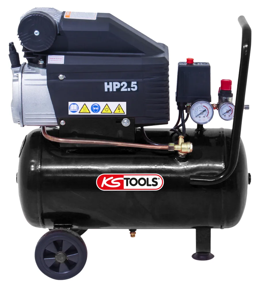 Kompresor s nádržou 25 l – 8 bar – 2,5 HP – 220 V jednofázový KS Tools 165.0802