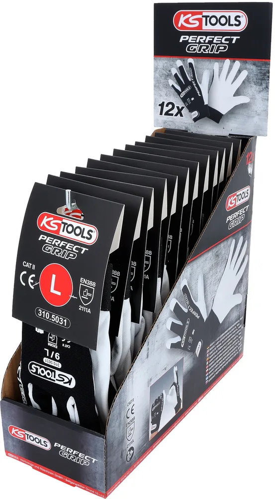 Kožené pracovné rukavice Perfect Grip L, 12 párov KS Tools 310.5030