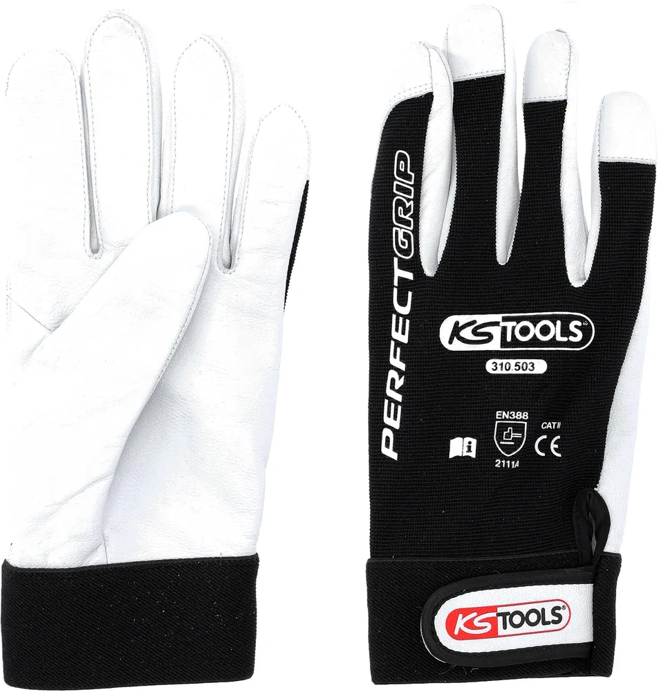 Kožené pracovné rukavice Perfect Grip M, 12 párov KS Tools 310.5020