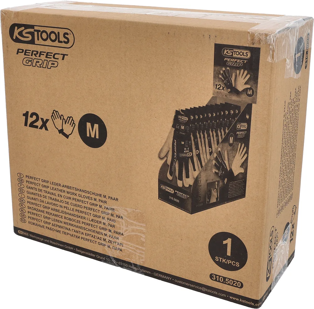 Kožené pracovné rukavice Perfect Grip M, 12 párov KS Tools 310.5020