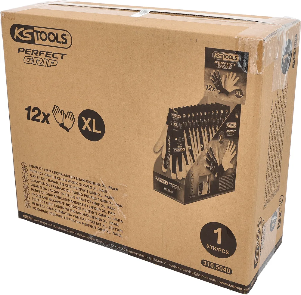 Kožené pracovné rukavice Perfect Grip XL, 12 párov KS Tools 310.5040