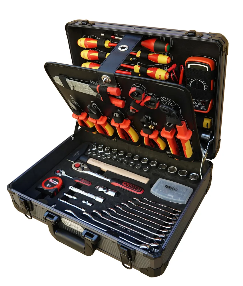 Kufrík pre elektrikárov a elektromechanikov 1/4'' + 1/2'', 142 dielov KS Tools 922.0642F