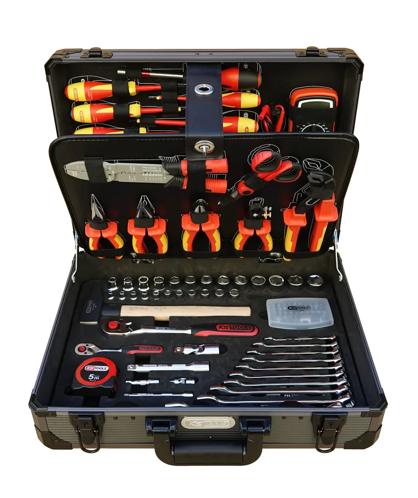 Kufrík pre elektrikárov a elektromechanikov 1/4'' + 1/2'', 142 dielov KS Tools 922.0642F