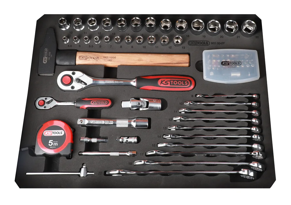 Kufrík pre elektrikárov a elektromechanikov 1/4'' + 1/2'', 142 dielov KS Tools 922.0642F