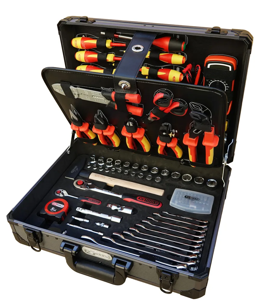 Kufrík pre elektrikárov a elektromechanikov 1/4'' + 1/2'', 142 dielov KS Tools 922.0642F