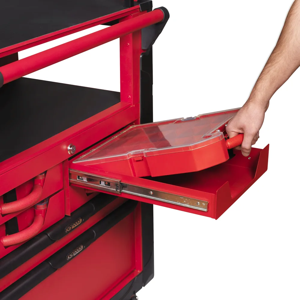 Mobilný pracovný stôl ULTIMATE so 14 zásuvkami, červený KS Tools 809.0014