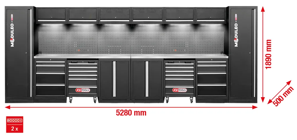 MODULEO Dielenský skriňový systém, rovný, 5280 x 500 mm KS Tools 866.6240
