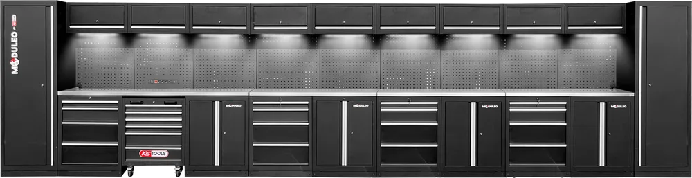 MODULEO Dielenský skriňový systém, rovný, 7320 x 500 mm, variant 2 KS Tools 866.6315