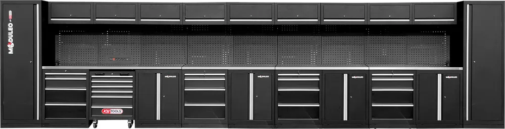 MODULEO Dielenský skriňový systém, rovný, 7320 x 500 mm, variant 2 KS Tools 866.6315