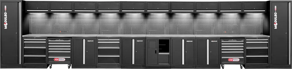 MODULEO Dielenský skriňový systém, rovný, 8000 x 500 mm, variant 1 KS Tools 866.6255