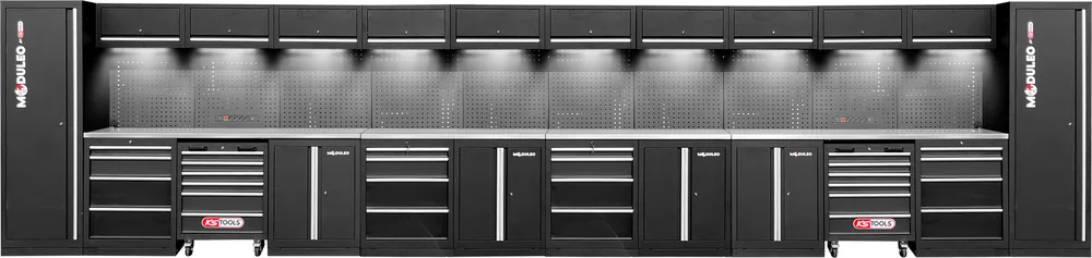 MODULEO Dielenský skriňový systém, rovný, 8000 x 500 mm, variant 2 KS Tools 866.6260