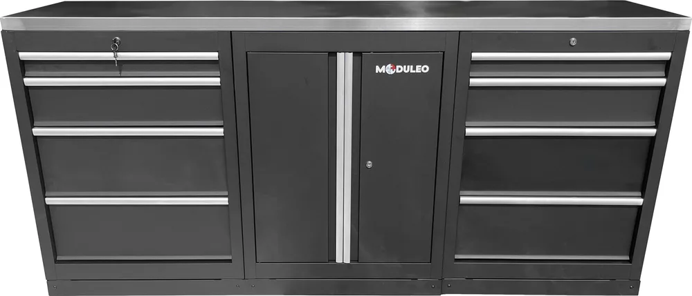 MODULEO Dielenský skriňový systém, rozširujúci modul, pracovná doska z nehrdzavejúcej ocele, pracovný stôl KS Tools 866.6050