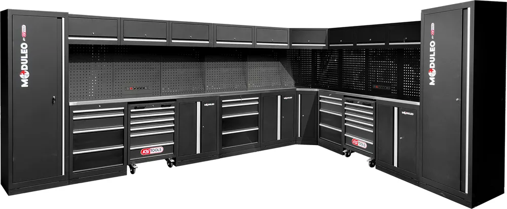MODULEO Dielenský skriňový systém, tvar L, 4760 x 3400 mm KS Tools 866.6290