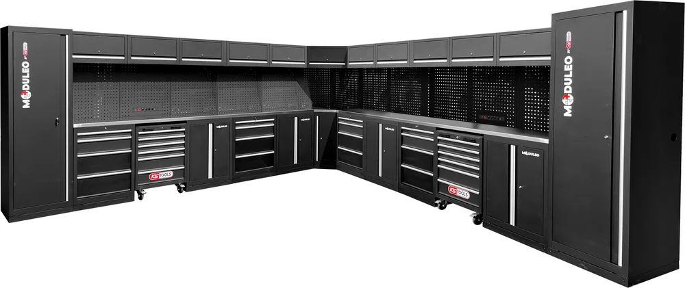 MODULEO Dielenský skriňový systém, tvar L, 4760 x 4760 mm KS Tools 866.6295