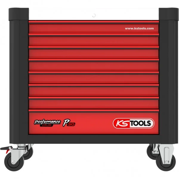 PERFORMANCEplus P30 čierno-červený dielenský vozík so 8 zásuvkami KS Tools 873.4008