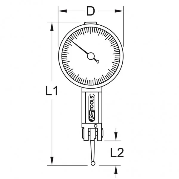 Presný pákový odchýlkomer s nastavením nuly, 0–0,08 mm KS Tools 300.0564