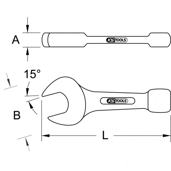 Rázový vidlicový kľúč, 205 mm KS Tools 517.2205