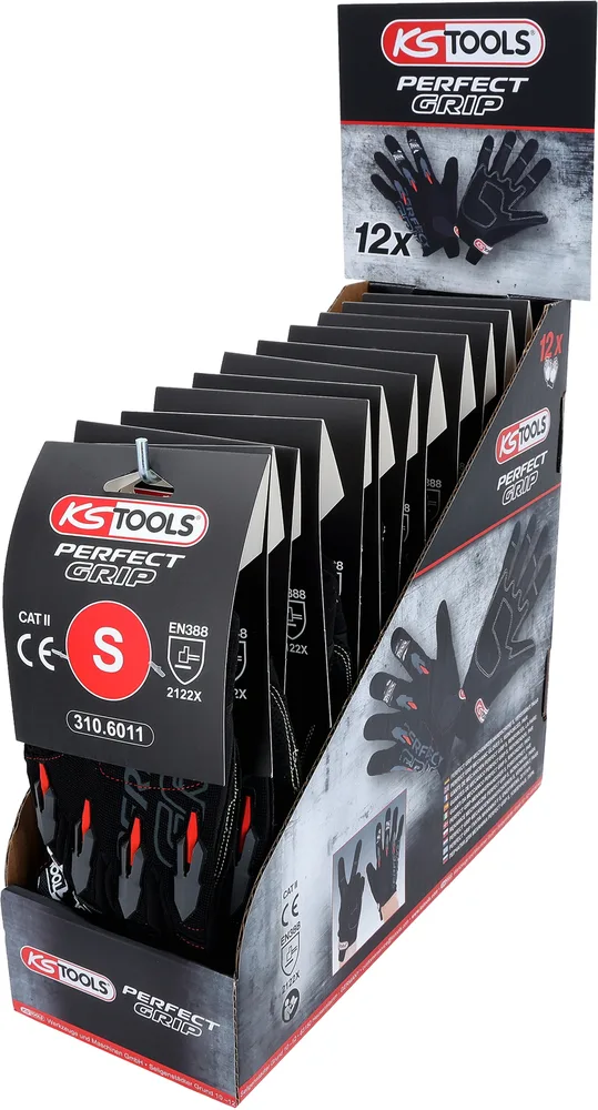 Rukavice pre mechanikov Perfect Grip S, zosilnené, 12 párov KS Tools 310.6010