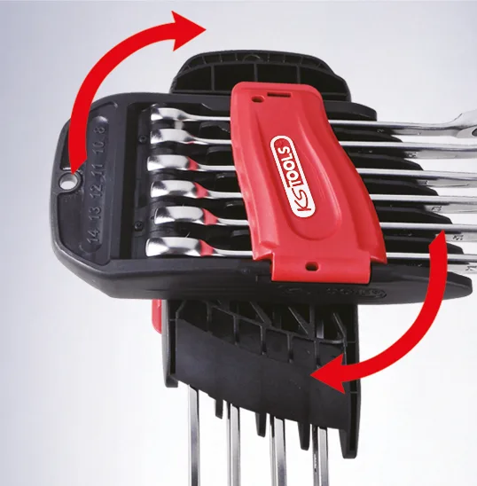 Sada 10 metrických kombinovaných kľúčov na stojane, 8 až 19 mm KS Tools 922.0050