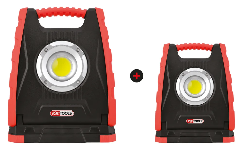 Sada 2 prenosných LED reflektorov 10 W, 1000 lumenov + 30 W, 3000 lumenov KS Tools 150.4351-A1