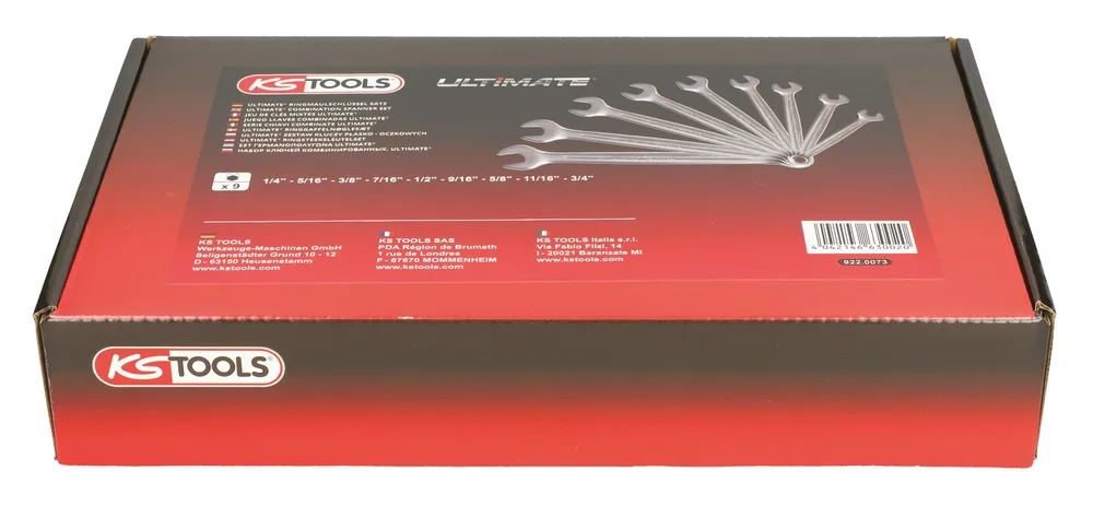 Sada 9 kombinovaných kľúčov v palcových rozmeroch, 1/4'' až 11/16'' KS Tools 922.0073