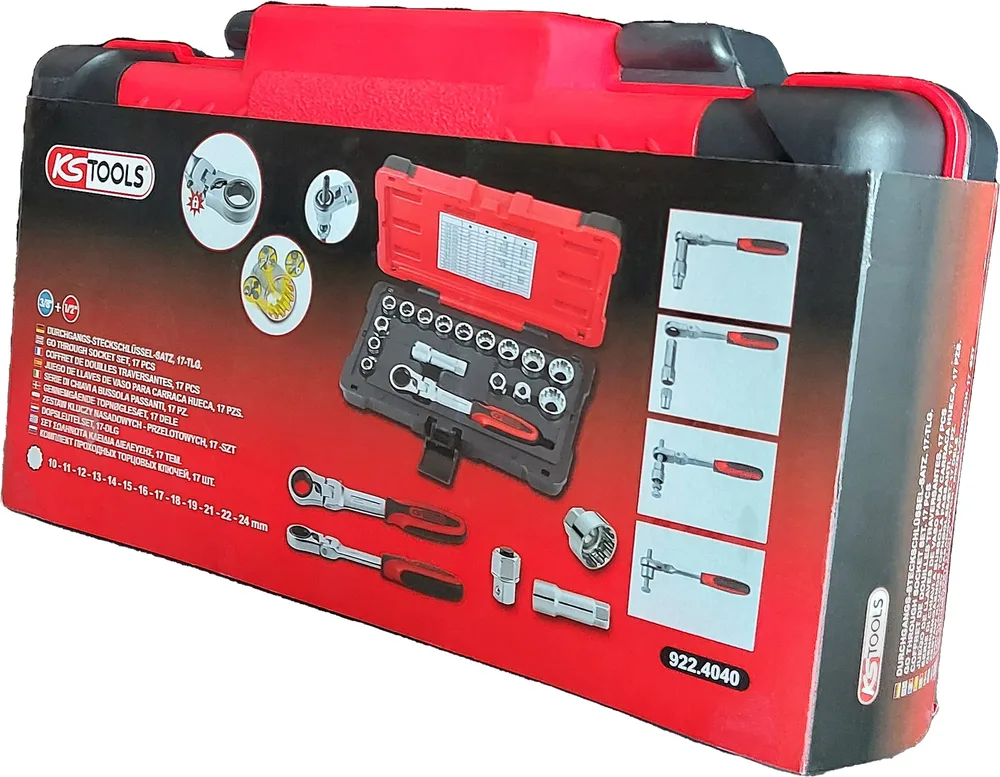 Sada priechodných nástrčných hlavíc TRIPLEplus® 3/8'' – 1/2'' – 10 až 24 mm KS Tools 922.4040