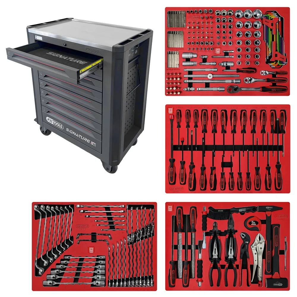SIGNATURE súprava dielenského vozíka i10 s 241 dielmi náradia v 4 zásuvkách KS Tools 882.1241