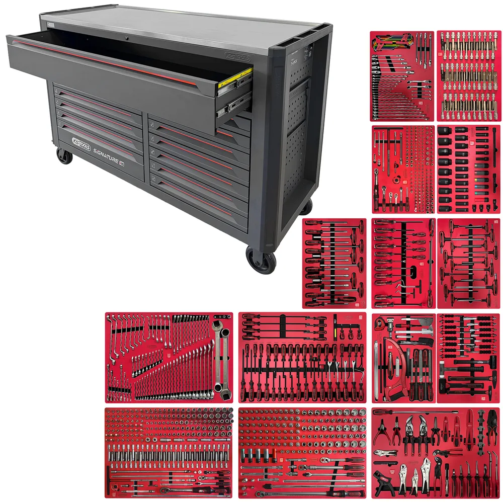 SIGNATURE súprava dielenského vozíka i45 s 950 dielmi náradia v 13 zásuvkách KS Tools 882.4950