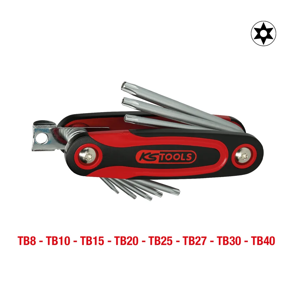 Skladacia súprava bezpečnostných kľúčov Torx s otvorom, 8-dielna KS Tools 158.3530