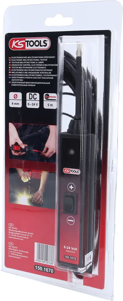 Skúšobná lampa 6–24 V DC s 5 m káblom KS Tools 150.1670