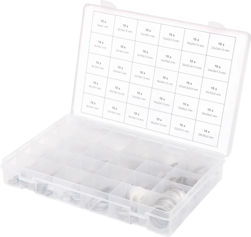 Sortiment hliníkových tesniacich krúťkov, M5-28, 300-dielny KS Tools 970.0160