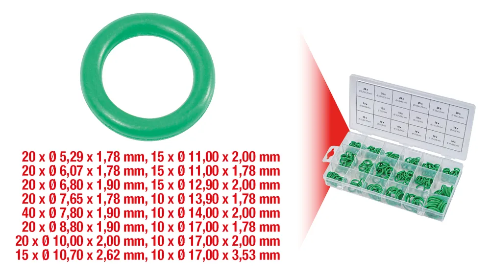 Sortiment O-krúžkov pre klimatizáciu, HNBR, 270-dielny KS Tools 970.0340
