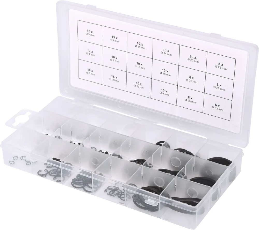 Sortiment rozperných krúžkov, vnút. Ø 3-32mm, 180-dielny KS Tools 970.0090