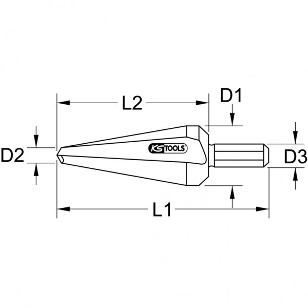 Stupňovitý vrták do plechu HSS-TiN, Ø 40–61 mm KS Tools 336.0020