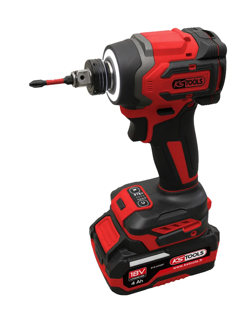 Súprava akumulátorového rázového uťahováka 1/2" 18 V, 230 Nm, s 2 akumulátormi a nabíjačkou KS Tools 515.4745F