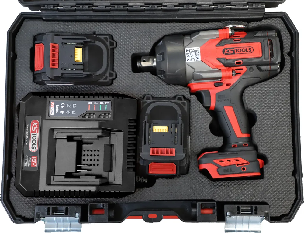 Súprava akumulátorového rázového uťahováka 3/4" 18 V, 2300 Nm, s 2 akumulátormi a nabíjačkou KS Tools 515.4720F