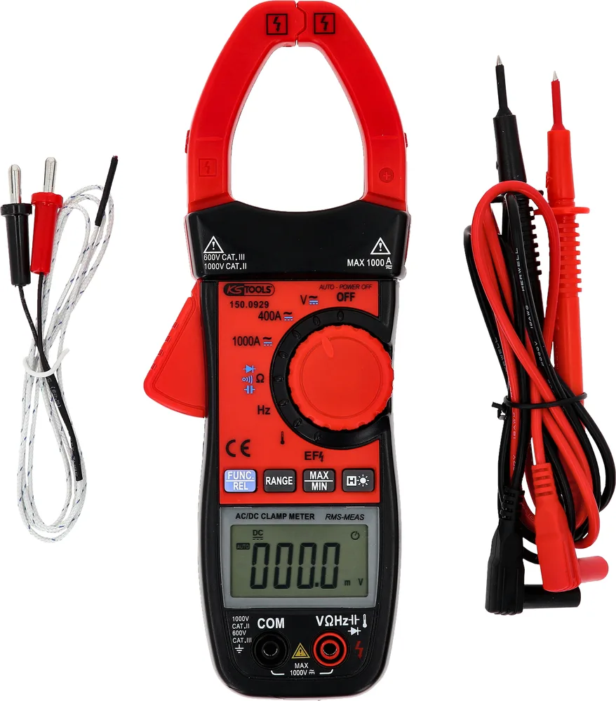 Súprava digitálneho kliešťového ampérmetra 1000 A, 3-dielna KS Tools 150.0929