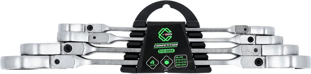 Súprava kĺbových dvojitých račňových očkových kľúčov COMPETITION, 4-dielna KS Tools 512.0204