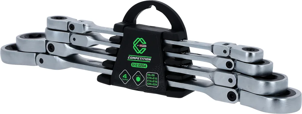 Súprava kĺbových dvojitých račňových očkových kľúčov COMPETITION, 4-dielna KS Tools 512.0204
