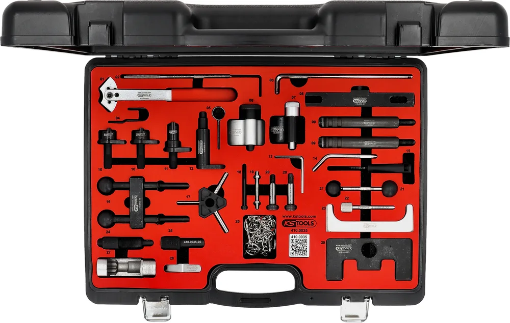 Súprava na aretáciu rozvodov pre Audi, Seat, Škoda a Volkswagen, 34-dielna KS Tools 410.0035