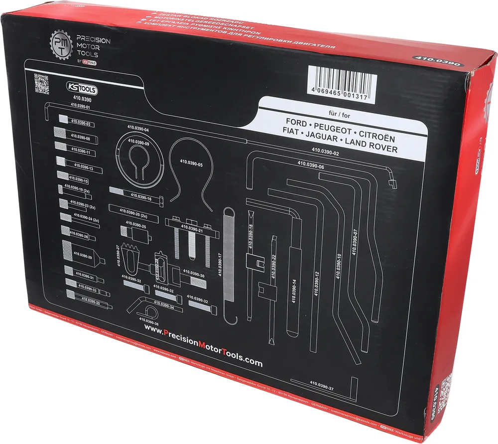Súprava na aretáciu rozvodov pre Citroën, Ford, Peugeot, Fiat a Jaguar, 43-dielna KS Tools 410.0390