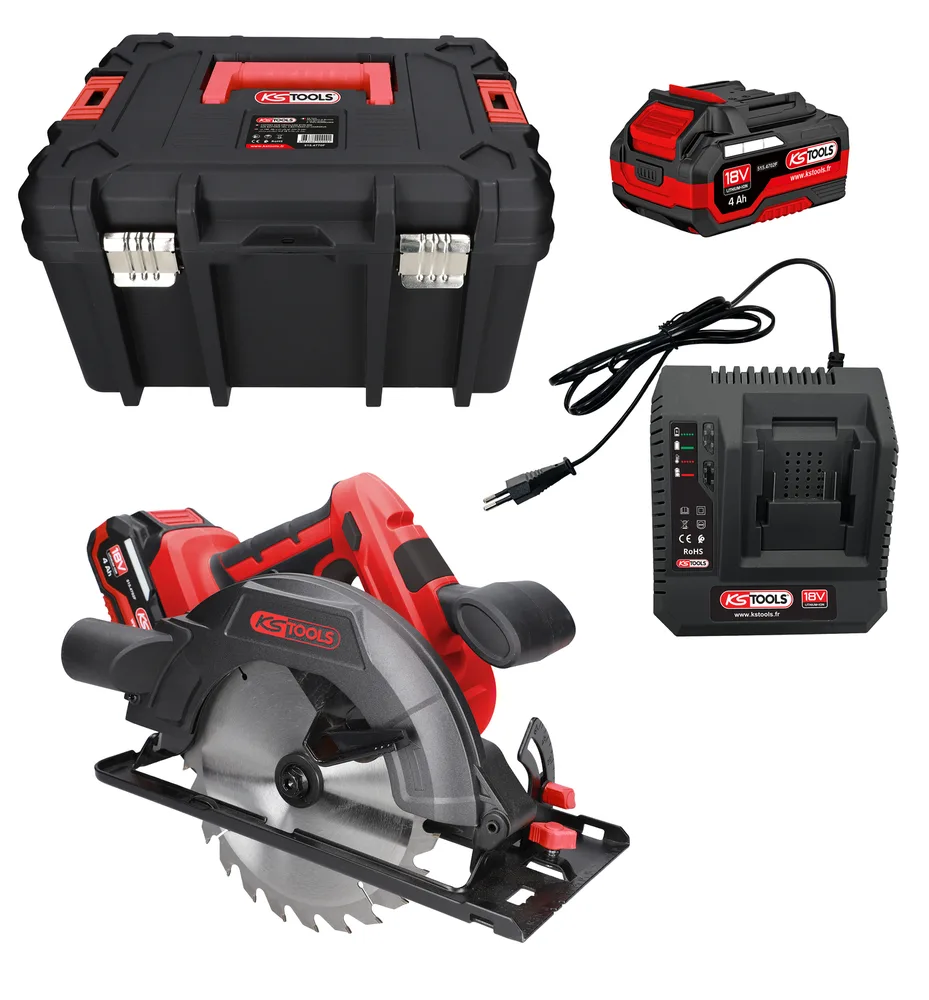 Súprava s akumulátorovou okružnou pílou Ø190 mm, 2 akumulátormi a nabíjačkou KS Tools 515.4770F